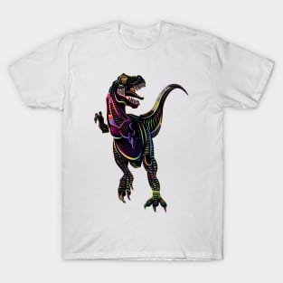 Abstract Velociraptor Color Pattern Dinosaur Design T-Shirt